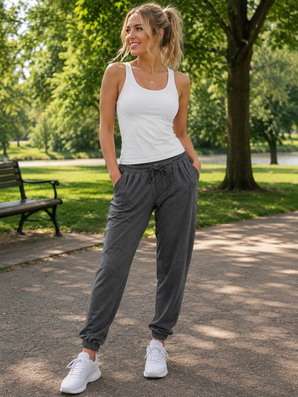 Lole NWOT Charcoal Gray Relaxed Gorpcore Drawstring Joggers. Ladies Medium